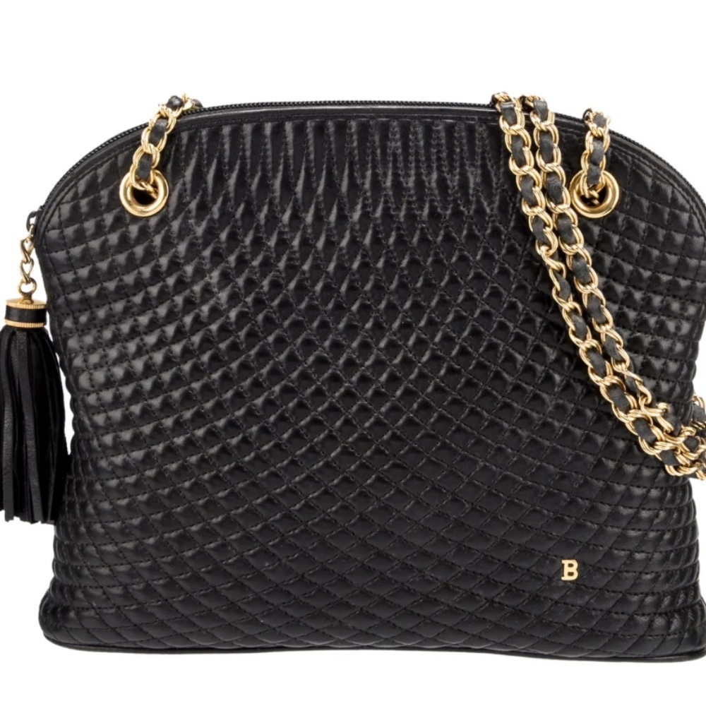 Bally Leather Shoulder Bag, Navy